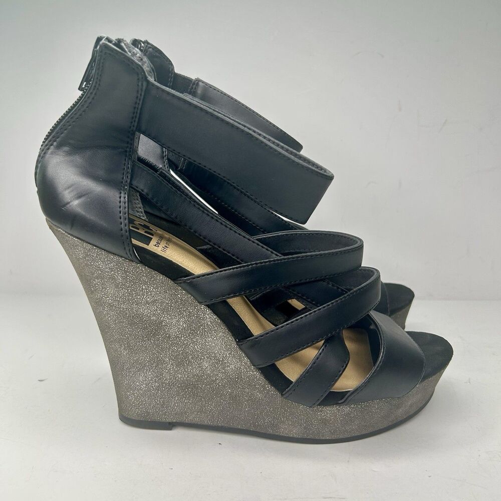 BC Women’s black BC wedges w/ankle strap Sz 8.0 S￼andals Shoes